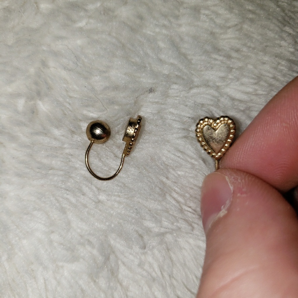 Antique Gold Heart False Earrings